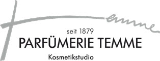 Logo der Parfümerie Temme mit dem Text seit 1879 und Kosmetikstudio.